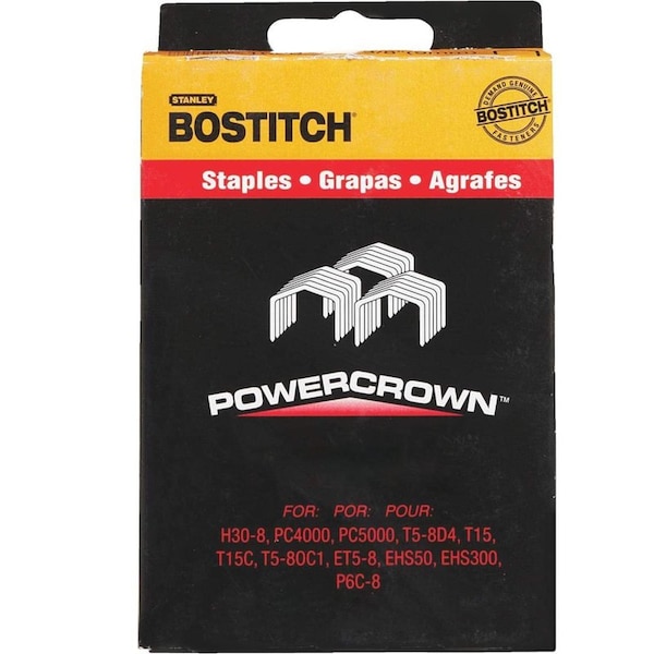 Bostitch Heavy Duty Staples, 0.050 x 0.019 in ga, Power Crown, 1/4 in Leg L, Steel, 1000 PK STCR50191/4-1M - main